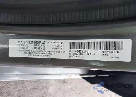 2012 Chrysler 200 Lx from USA, damaged, VIN 1C3CCBAG5CN240068